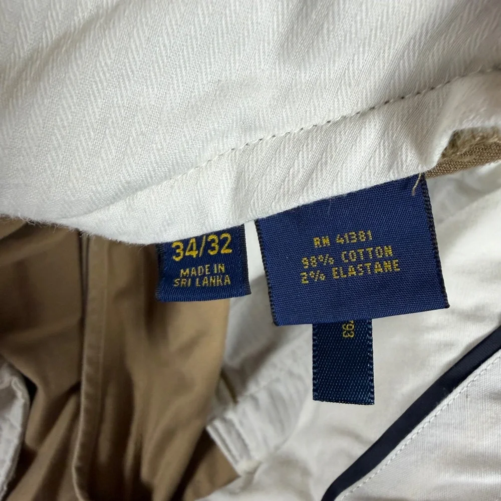 Polo Ralph Lauren Mens Stretch Classic Fit Chino Pants Tan Khaki 34x32
